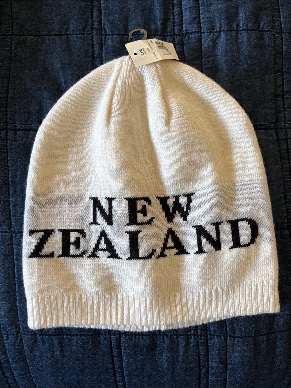 Cream Knit Beanie with Subtle Stripe
